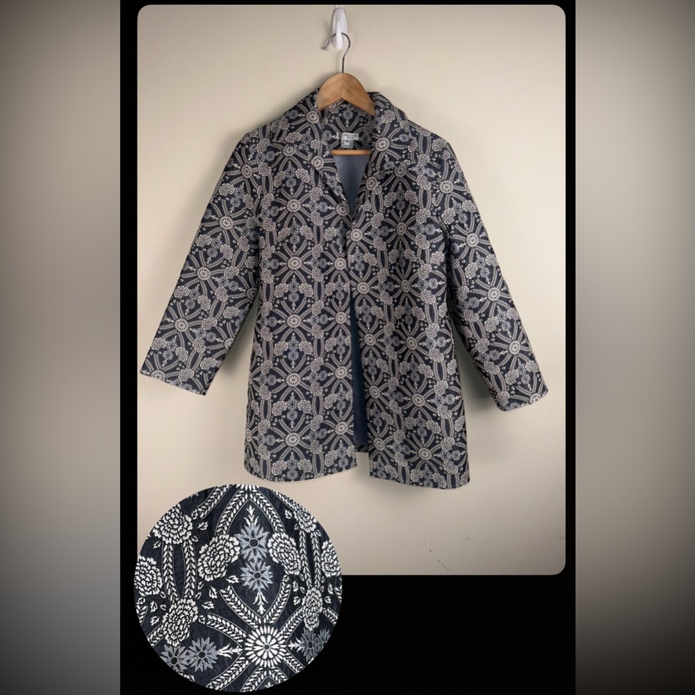 Grace Chuang Silver Gray Embroidered Cocktail Duster Classy Metallic Size Medium
